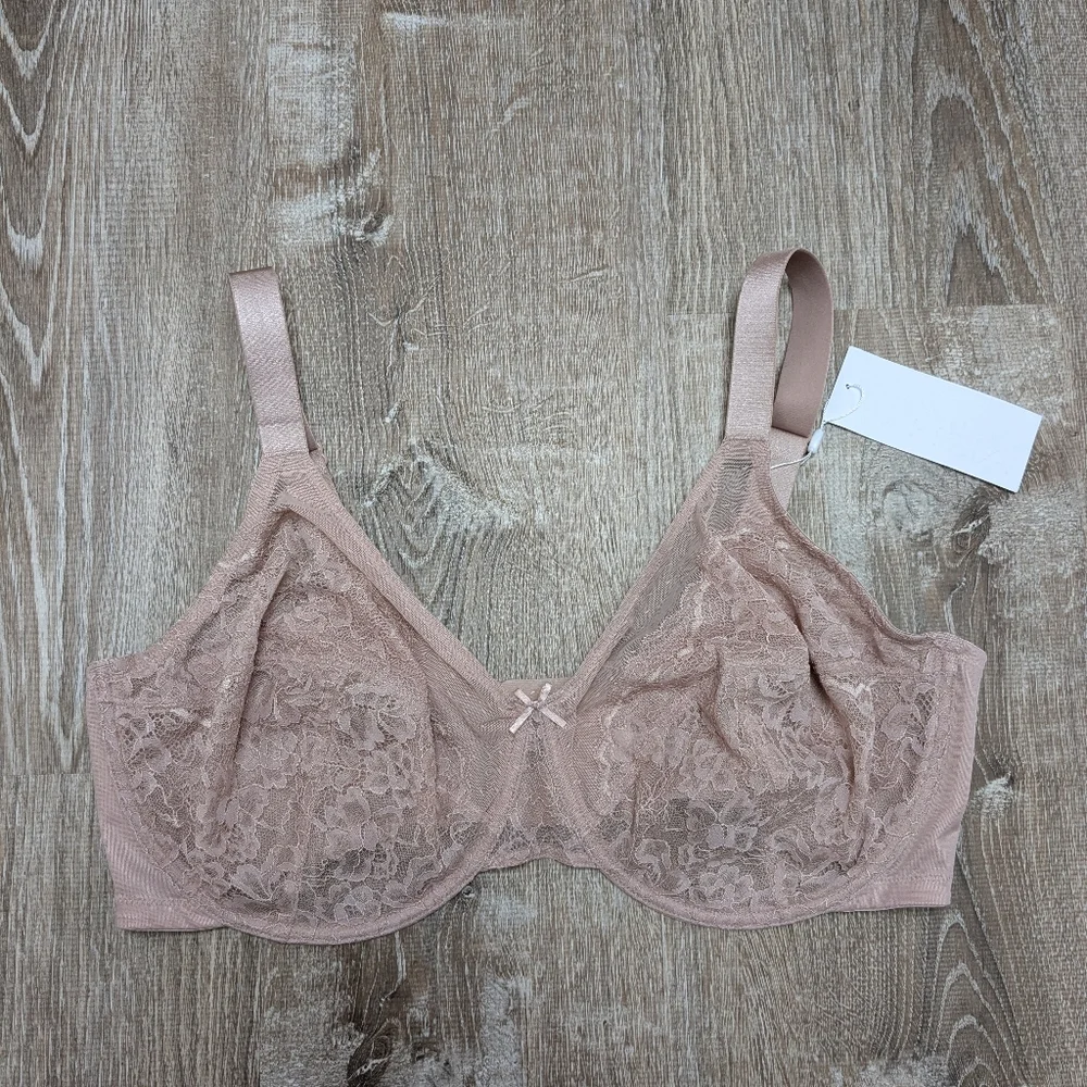 NWT HSIA Pink Lace Minimizer Full Coverage Underwire Bra Size 42G